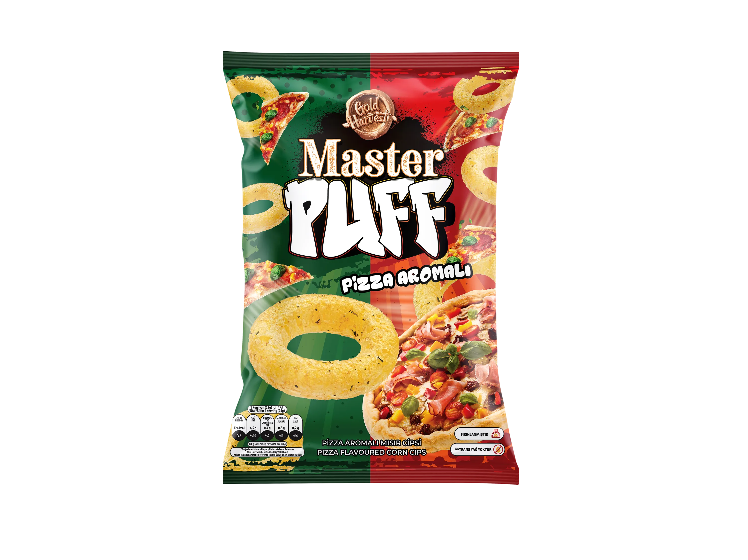 Gold Harvest Master Puff Pizza Flavoured Corn Chips 90g-Jabban Market