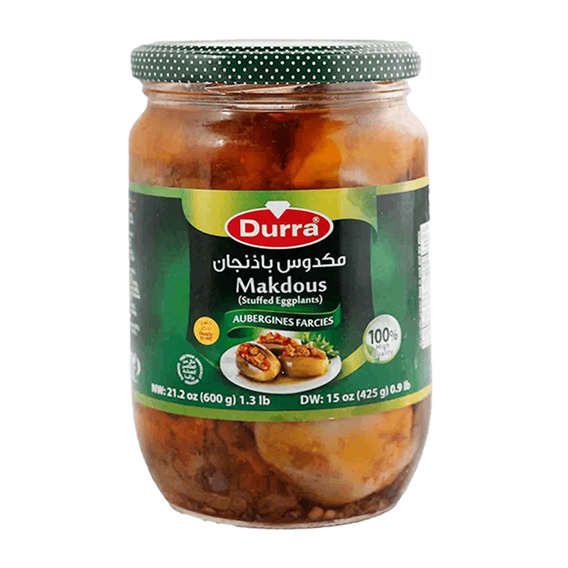 Durra Makdous Stuffed Eggplants – Gefüllte Auberginen Glas 600g & 1300g - Jabban Market