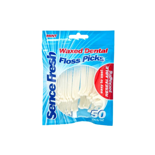 Sence Fresh Mint Waxed Dental Floss Picks Zahnseidesticks 50pcs - Jabban Market