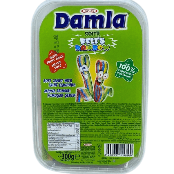 Tayas Damla Sour Belt Mix 300g – Apple, Lemon, Banana-Strawberry & Rainbow - Jabban Market