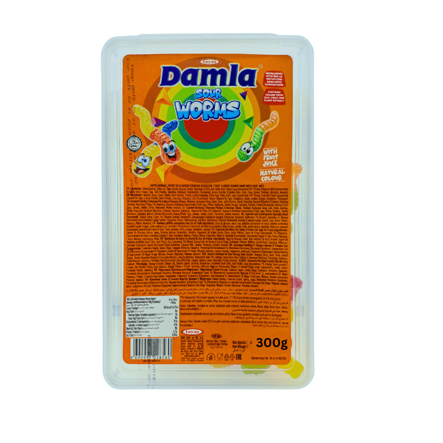 Tayas Damla Sour Gummy Worm 300g – Halal Saure Fruchtgummi-Würmer - Jabban Market